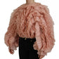 Pink Ruffles Long Sleeves Pullover Sweater