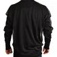 Black Logo Crewneck Long Sleeve Pullover Sweater