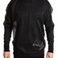 Black Logo Crewneck Long Sleeve Pullover Sweater