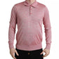 Pink Polyester Collared Men Pullover Sweater