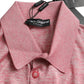 Pink Polyester Collared Men Pullover Sweater