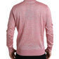 Pink Polyester Collared Men Pullover Sweater