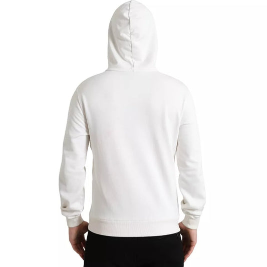 White Caesar Cotton Hooded Pullover Sweater