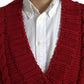 Red Wool Knit Button Down Cardigan Sweater