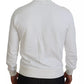 White Logo Cotton Crew Neck Pullover Sweater