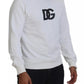 White Logo Cotton Crew Neck Pullover Sweater