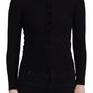 Black Button Down Slim Cardigan Wool Sweater