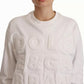 White Logo Embossed Cotton Sweatshirt Sweater