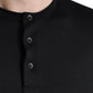 Black Buttoned Roundneck Short Sleeve T-shirt