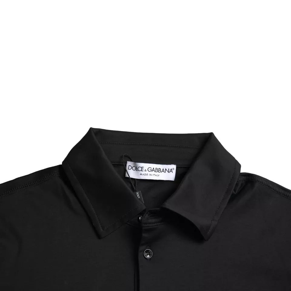 Black Logo Cotton Collared Polo Top T-shirt