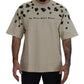 Beige Printed Crewneck Tee Cotton T-shirt