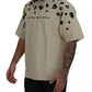 Beige Printed Crewneck Tee Cotton T-shirt