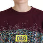 Bordeaux D&G Print Round Neck Cotton T-shirt