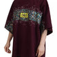 Bordeaux D&G Print Round Neck Cotton T-shirt