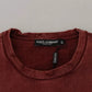 Maroon Printed Crewneck Tee Cotton T-shirt