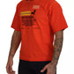 Orange Logo Print Crewneck Cotton T-shirt