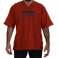 Red Logo Embroidery Crewneck Cotton T-shirt