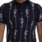 Dark Blue Sea Horse Collared Polo T-shirt