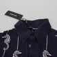 Dark Blue Sea Horse Collared Polo T-shirt