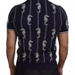 Dark Blue Sea Horse Collared Polo T-shirt