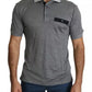 Gray Collared Silk Polo Top Shirt T-shirt