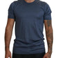 Light Blue Silk Men Short Sleeves T-shirt