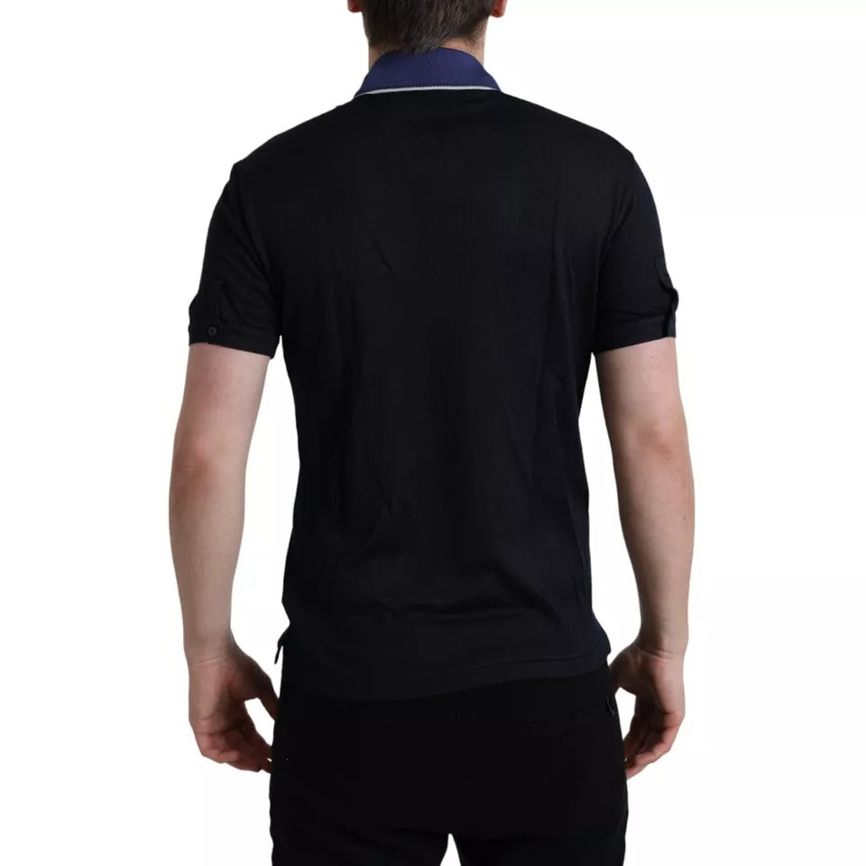 Navy Blue Collared Short Sleeve Polo T-shirt