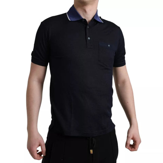 Navy Blue Collared Short Sleeve Polo T-shirt