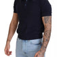 Dark Blue Collared Polo Casual Silk T-shirt