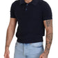 Dark Blue Collared Polo Casual Silk T-shirt