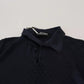 Dark Blue Collared Polo Casual Silk T-shirt