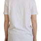 White Cotton Printed Ascot Collared T-shirt