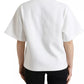 White Cotton Stretch Black HOT Crystal T-shirt