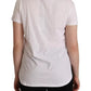 White DG Crown Print Cotton Collared Neck T-shirt