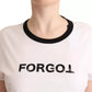 White Forgot Print Short Sleeves Crop T-shirt