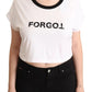 White Forgot Print Short Sleeves Crop T-shirt