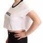 White Forgot Print Short Sleeves Crop T-shirt