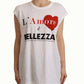 White L'AMORE Cotton Sleeveless Tank Top T-shirt