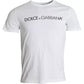 White Logo Print Cotton Crew Neck Men Top T-shirt