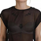 Black Mesh Transparent Blouse Pullover Top