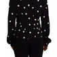 Black Polka Dots Silk Pussy Bow Long Sleeves Top