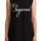 Black Silk Eleganza Print Sleeveless Tank Top