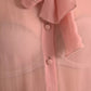 Pink Long Sleeves Ascot Collar Top Blouse