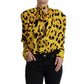 Yellow Leopard Print Long Sleeves Top Blouse