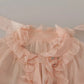 Light Pink Silk Ascot Collar Long Sleeves Top