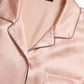 Pink Silk Long Sleeves Logo Pajama Blouse Top