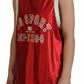 Red Nylon Logo Print Sleeveless Jersey Top