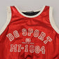 Red Nylon Logo Print Sleeveless Jersey Top