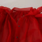 Red Silk Ascot Collar Ruffles Blouse Top