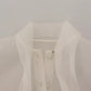 White Ascot Collar Long Sleeves Blouse Top